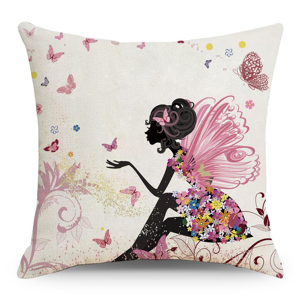 Neue Frühlingsserie Kissenbezug Leinen Kissenbezug Schmetterling Blume Wunsch Kissen