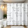 Dachshund Shower Curtain 1Pc Polyester 2D Flat Print 70.8X70.8" Black Line Art On White Background Grommet Top