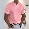 2025 Men's V-Neck Muscle Fit Sports T-Shirt - Elastic Short Sleeve Solid Color