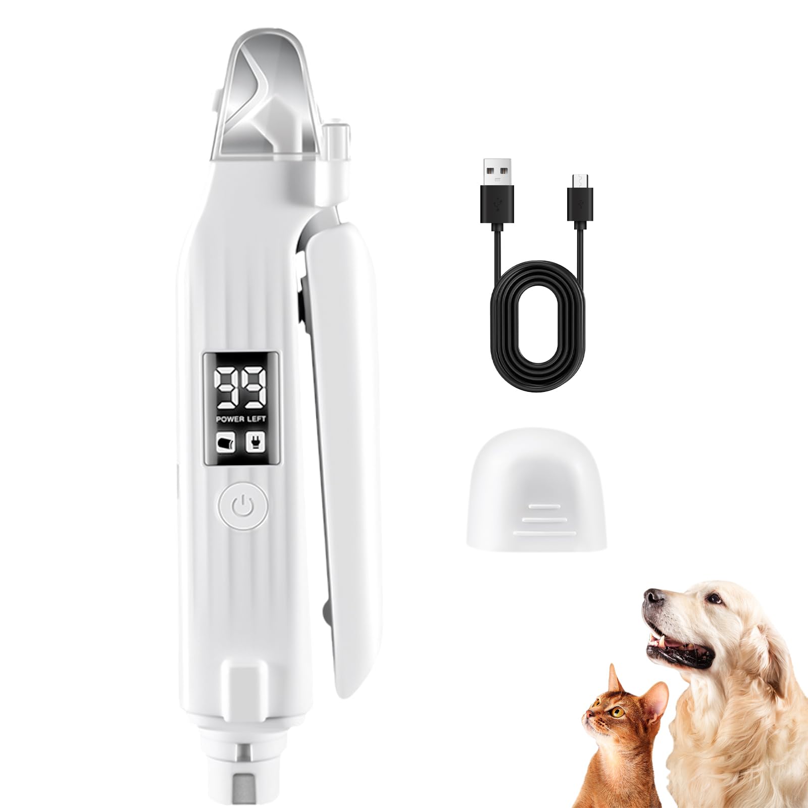 

Electric Pet Nail Trimmer for Dogs and LED LED Large USB Easy Prevents and Safe and Easy for and Large Pets Cats, Display, Light, Capacity, белый