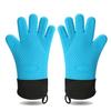 2Pcs Long Silicone Kitchen Gloves BBQ Grill Gloves Heat Resistant Microwave Oven Mitts With Cotton Lining Baking Cooking Gloves