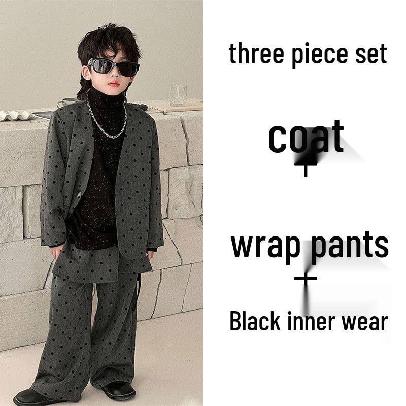 Chlapecká retro puntíkovaná souprava - Podzim 2025 Streetový styl Formální oblečení na narozeniny