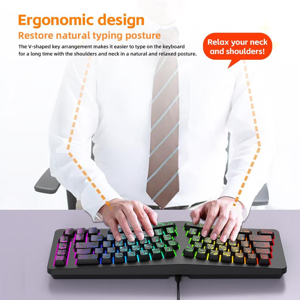 G131 RGB Ergonomic Gaming Keyboard, 69 Keys