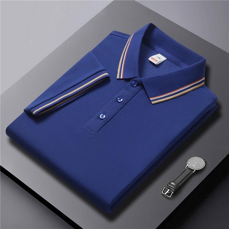   Men's Summer Striped Collar Polo Shirt Short Sleeve Business Casual Breathable