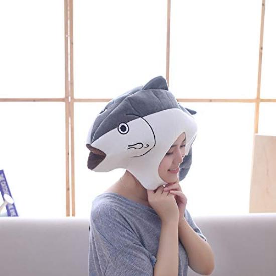 Bestmaple Fischhut Tierkopfbedeckung, Niedliche flauschige Mütze Maske Tier für Männer und Frauen, Kigurumi Kostümmaske (Fisch)
