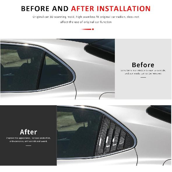 Rear Side Window Louvers Compatible For 2018      2024 Toyota Camry Accesories Sport Style Air Vent Scoop Cover Louver (Carbon Fiber Pattern)