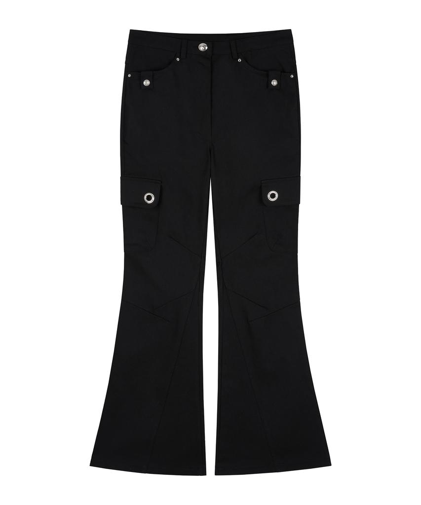 Awoseiawo Eyelet Cargo Studded Bootcut Pants Black