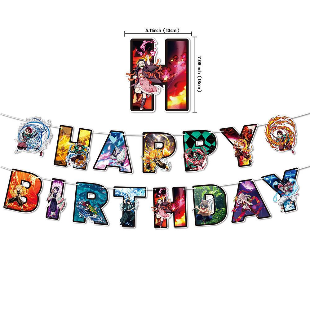 Demon Slayer Party Banner Set With Balloons For Birthday Celebration