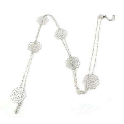 [N1188] - Silver 'Rosa Romantica' Designer Necklace
