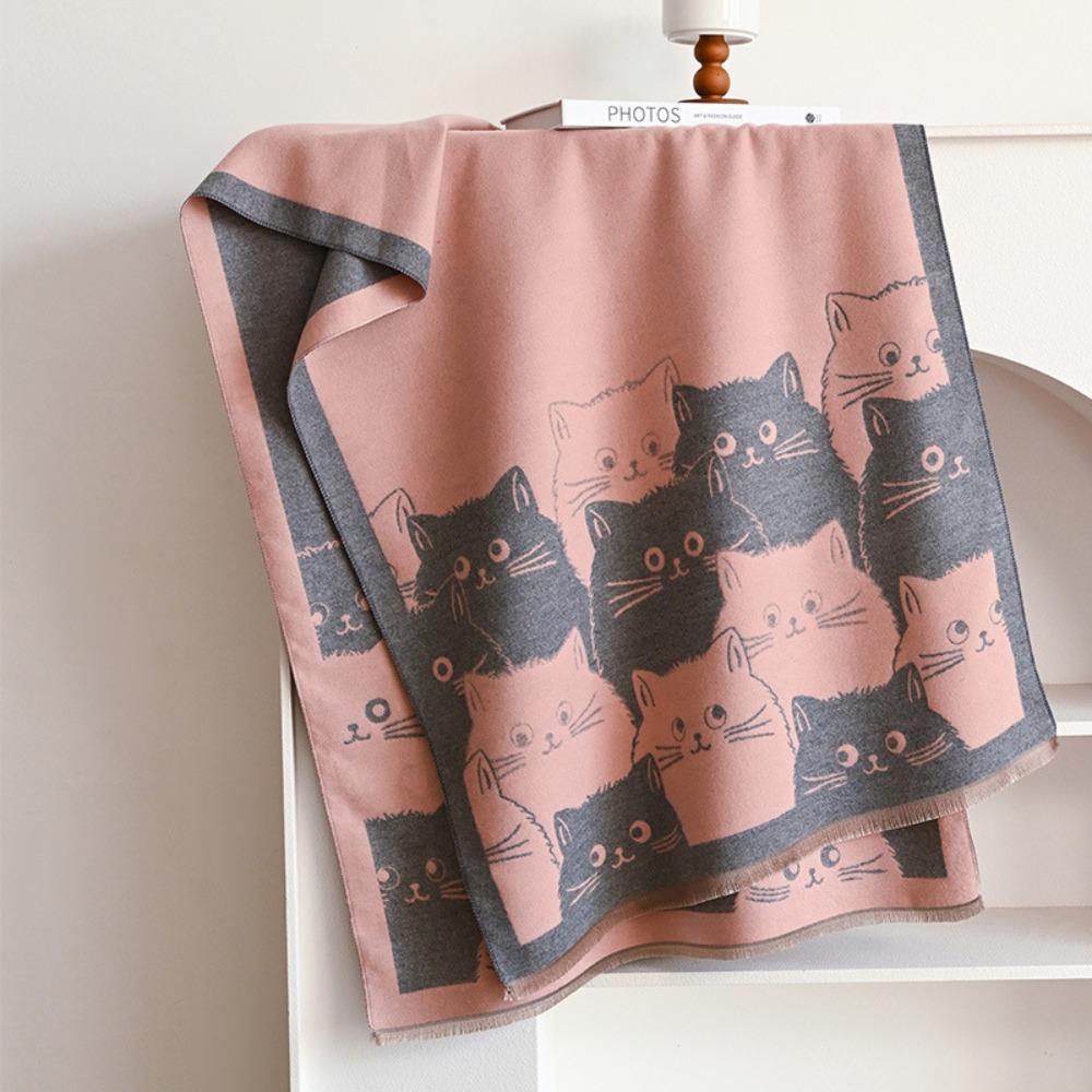 Cute Cat Imitation Cashmere Scarf Thick Warmth Winter Scarf Pashmina Scarf Autumn Winter