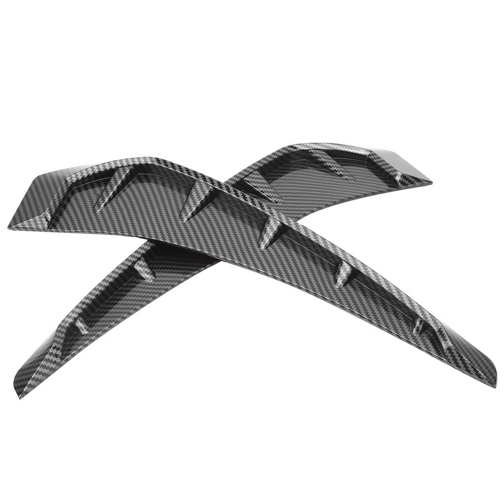 2Pcs Fender Vent Air Wing Cover Trim Black Carbon Pattern PU Rubber Board Car Universal