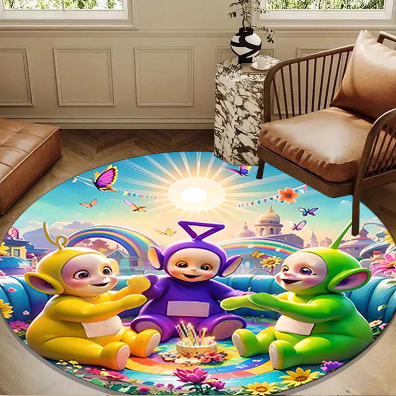 Tele-tubbies Celebration Round Rug for Livingroom,Bedroom, Palyroom, Chair Rug, Area rug, Circle Carpet, Large Size Fan Christmas gift