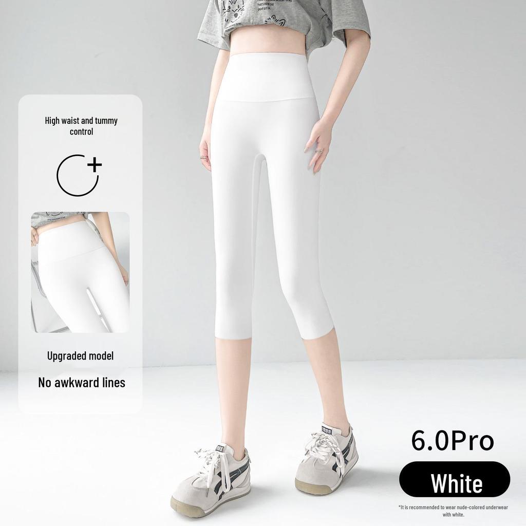 High-Waisted Petite Women's Yoga Pants - Seven/Eight-Point, Summer Thin, Tight-Fitting Shark Style for Spring & Autumn, Suitable for Outdoor Wear