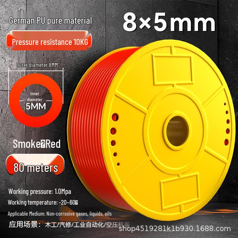 Zhuo Ji 8mm High-Pressure Transparent PU Air Hose for Air Compressors (Sizes: 4/6/10/12/14/16)