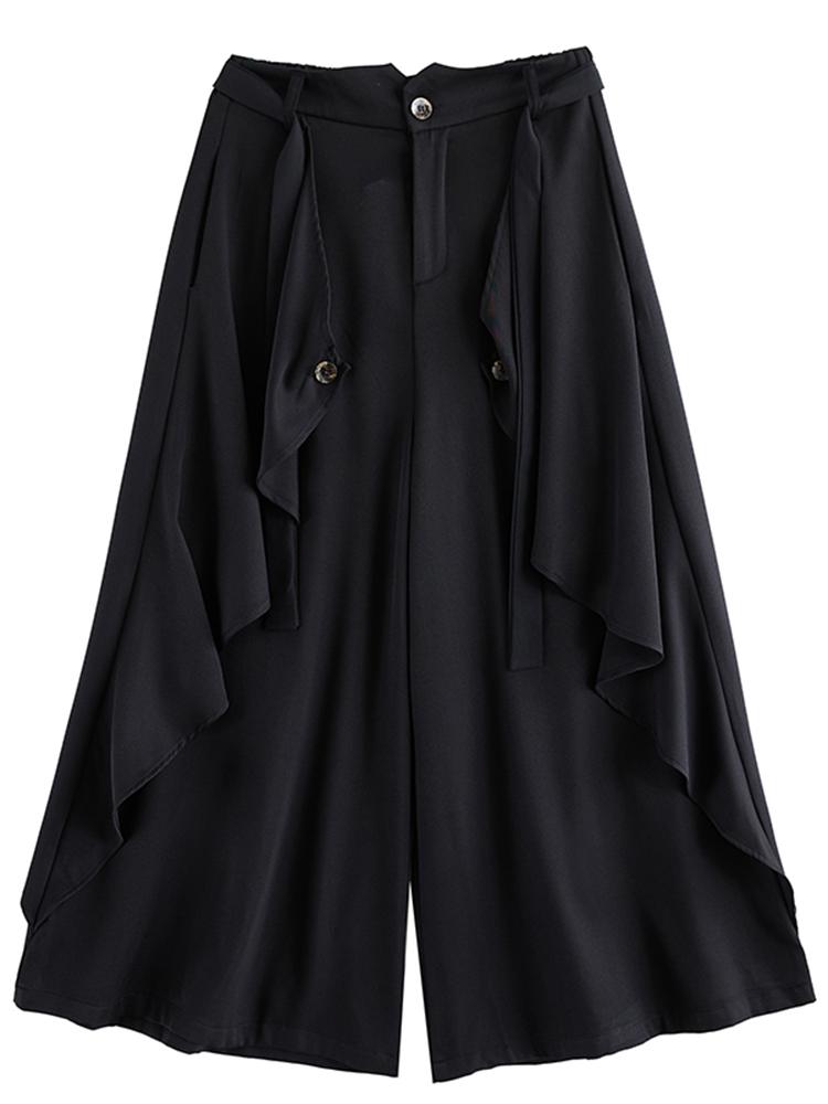 

XITAO черные брюки неправильной формы женские GJ1249 One Size чёрный