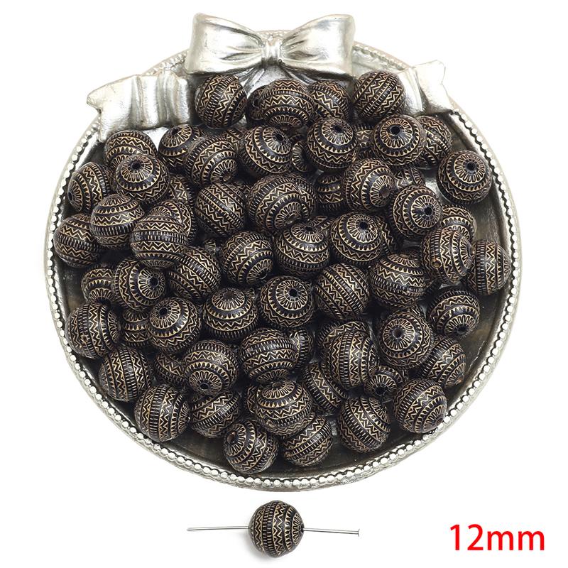 

Акрилові намистини Бароко Ретро Золоті У формі квітки Плоскі круглі намистини для виготовлення ювелірних виробів DIY Браслети Намисто 12mm 35pcs чорний