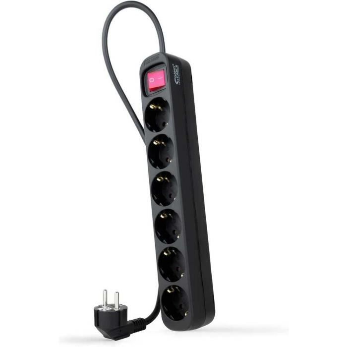 NanoCable Bloc multipriză cu 6 prize cu întrerupător Negru