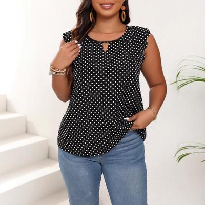 Moda Estiva da Donna Taglie Forti Nuovo Top a Pois