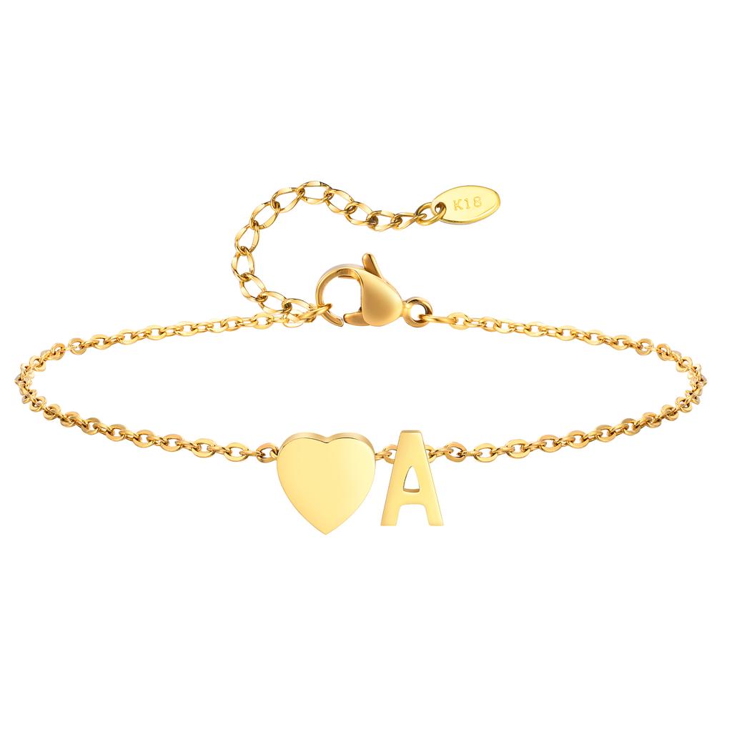 Bohemia A-Z Letter Initial Anklet for Women Gold Color Heart Alphabet Ankle Bracelet Beach Party Travel Fashion Foot Jewelry