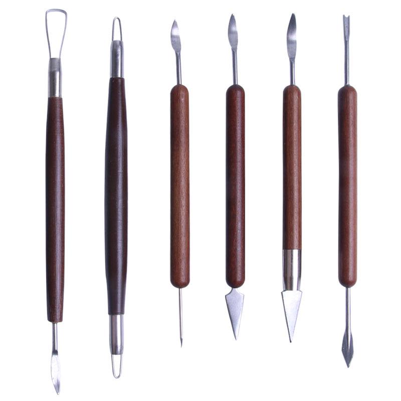 Set of 6 Red Fine Carving and Pottery Clay Sculpting Tools