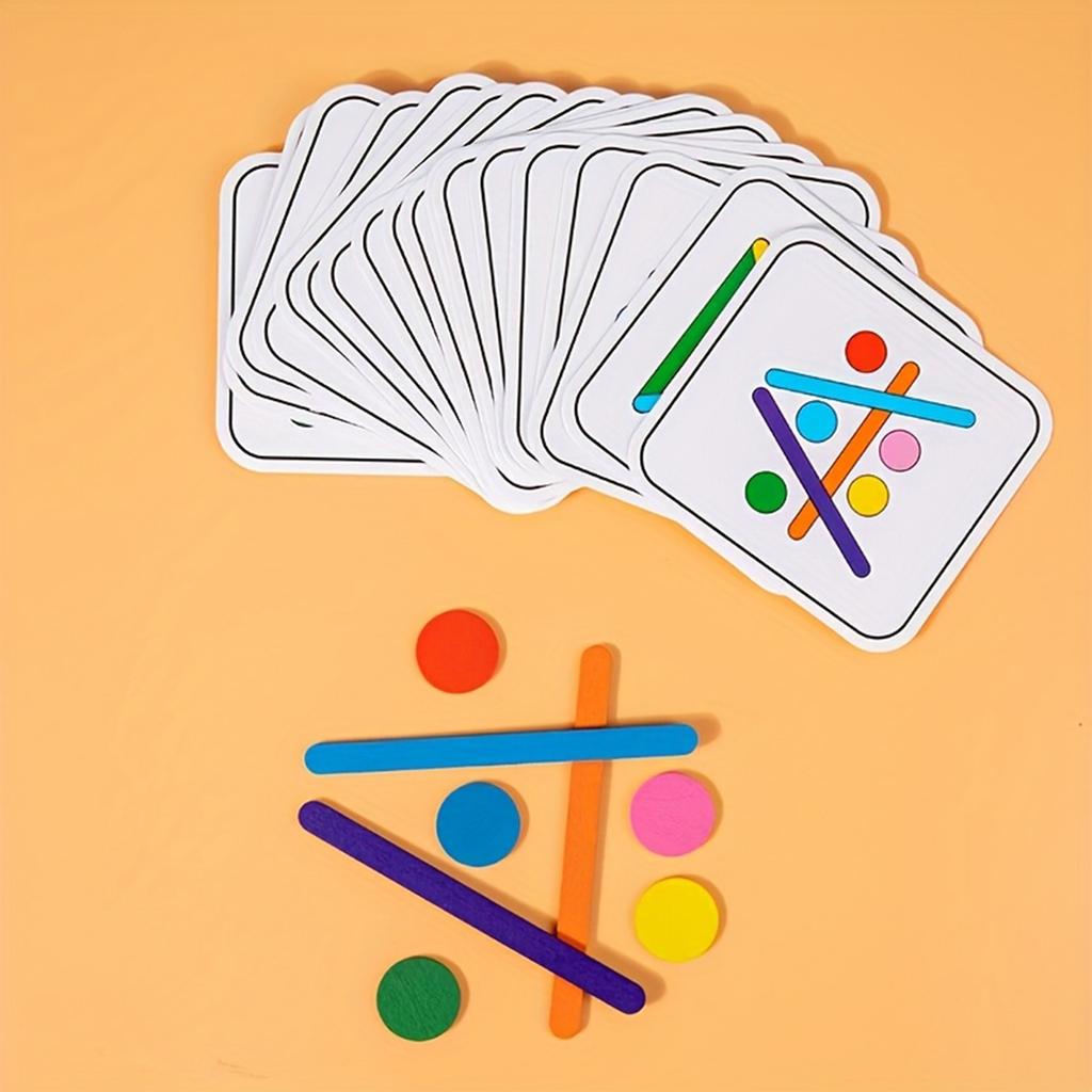 Wooden Colorful Stick Toys Stimulate Children's Image And Color Discrimination Ability Through Interesting Puzzle Games.