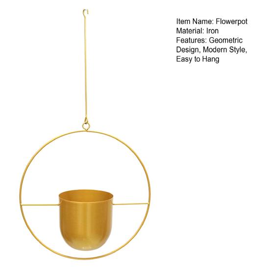 Moderner Hängepflanzer Geometrischer Eisenblumentopf mit Hängekette Wanddeckenpflanzer Aufhänger Zimmerpflanzenhalter Topf für Innen Außen Dekoration