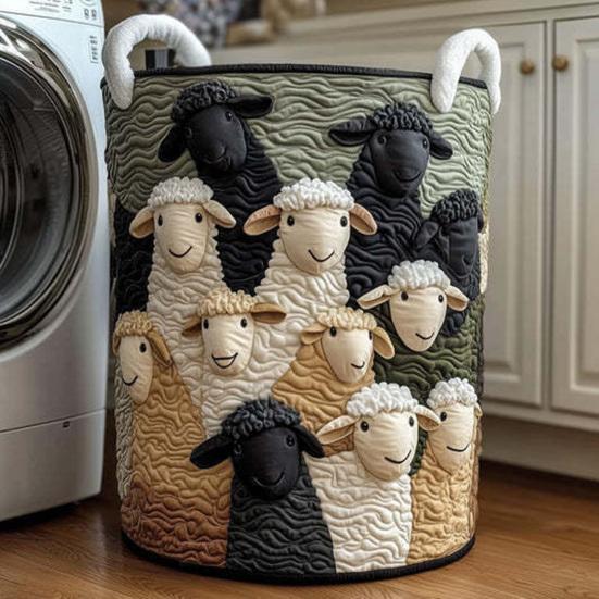 Quilted Laundry Basket Large Capacity with Handles Organizer Foldable Soft Storage Box for Nursery Bedroom Laundry Room