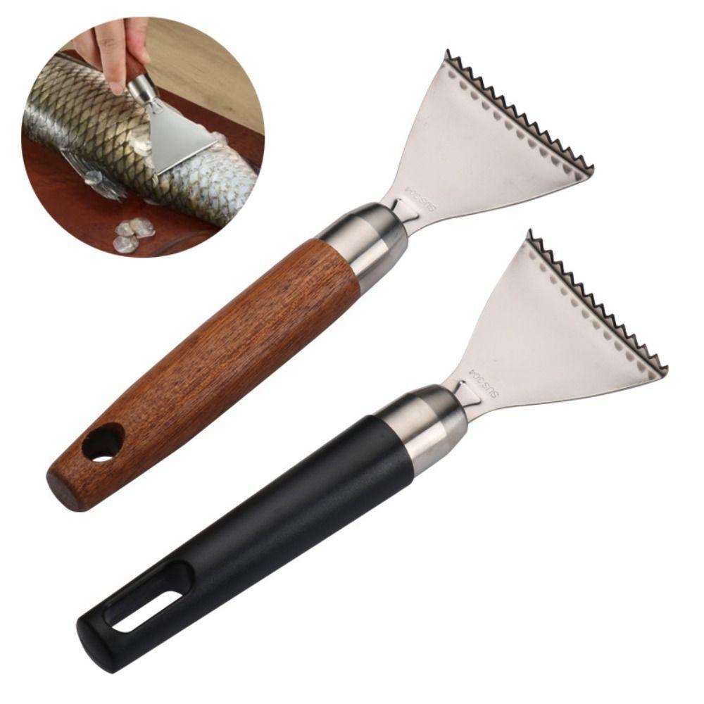 Wood/Plastic Handle Manual Fish Scaler Tool Fish Scale Scraper Seafood Preparation