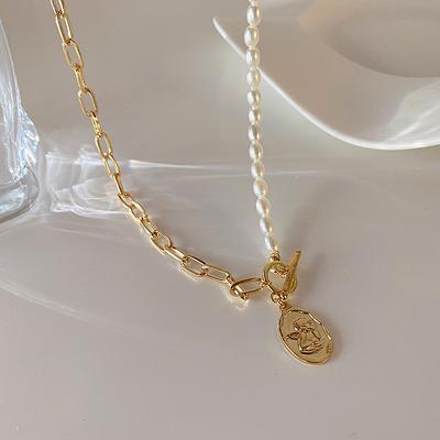 Pearl Metal Chain Necklace Simple Personality Versatile Temperament Neck Chain Collarbone Chain