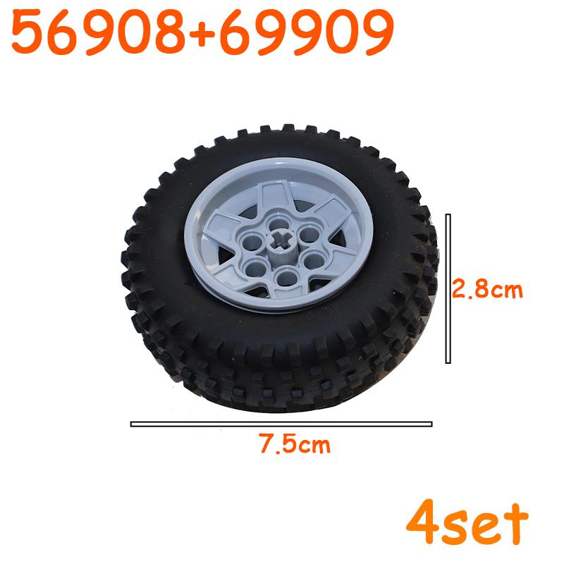 Technical Tire Wheel Car Truck Wheels Hub Block Bricks MOC Motorcycle Tyre Rim Brick Playset 56145 44309 86652 32019 15038 23798