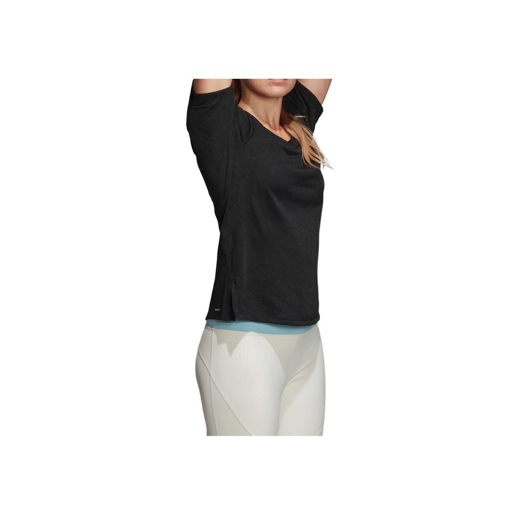 Adidas Solid Color Quick-Dry Breathable Crew Neck Short Sleeve Raglan T-Shirt Women Tops Black DU1323