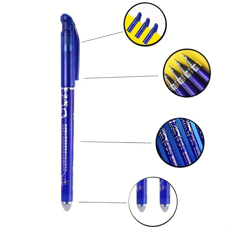 12-Pack Erasable Gel Pens, 0.5mm Blue with Refillable Ink, Magic Erasable Gel Pens with Full Barrel Tip, Heat-Erasable