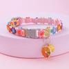 Adjustable Rainbow Lace Floral Collar with Bell for Small Dogs and Cats