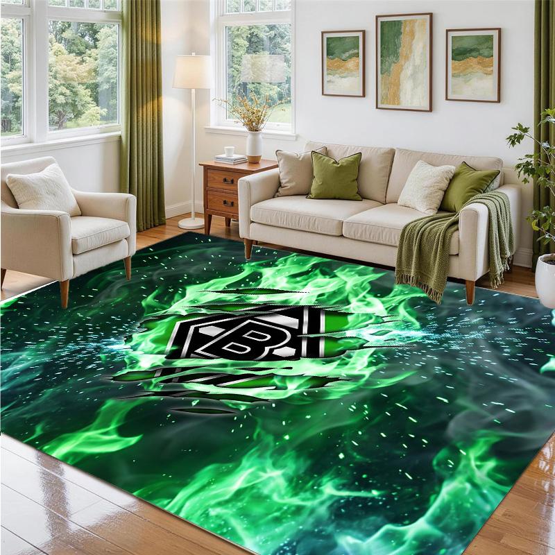 Borussia Mönchengladbach Design Crystal Velvet Rug Soft Decorative Mat for Bedroom Entrance
