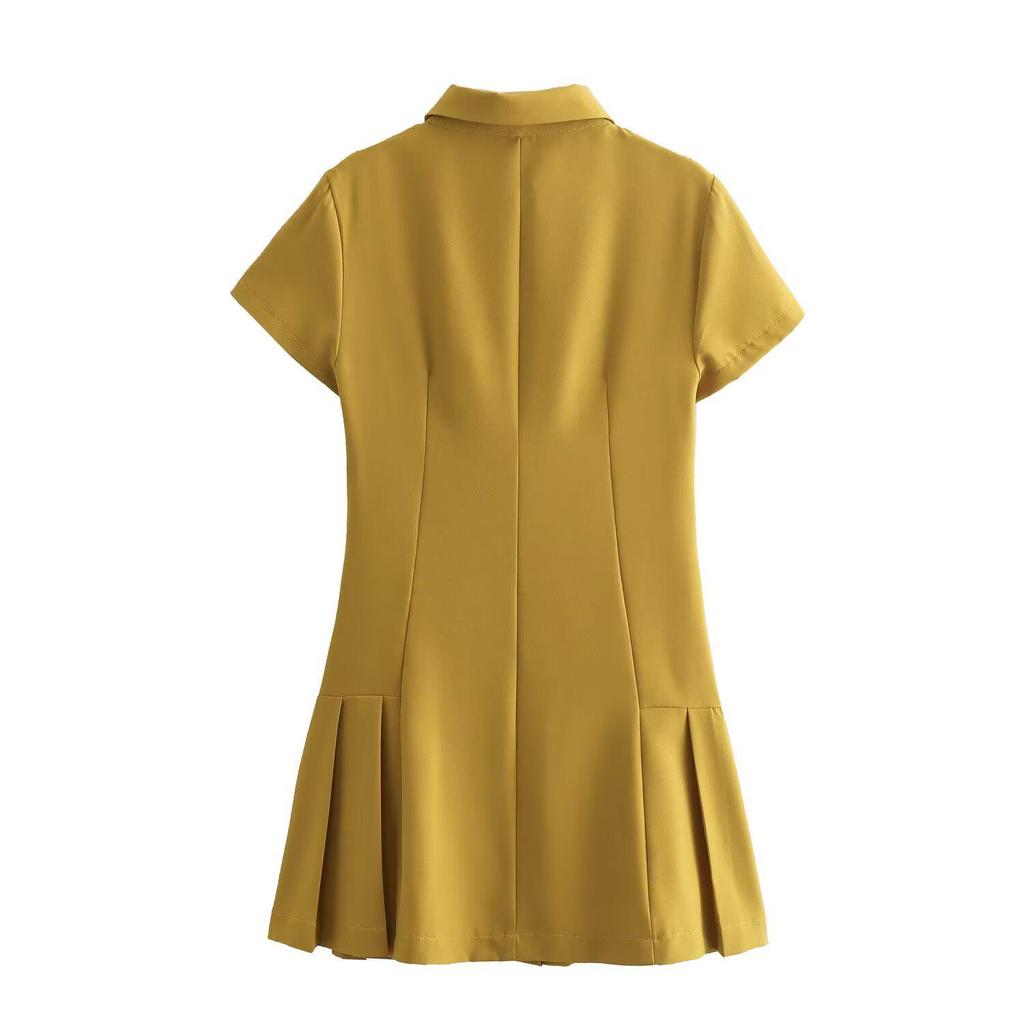 2025 Summer Women's Shirt-Style Commuting Mini Dress - European & American Design, Short-Sleeve.