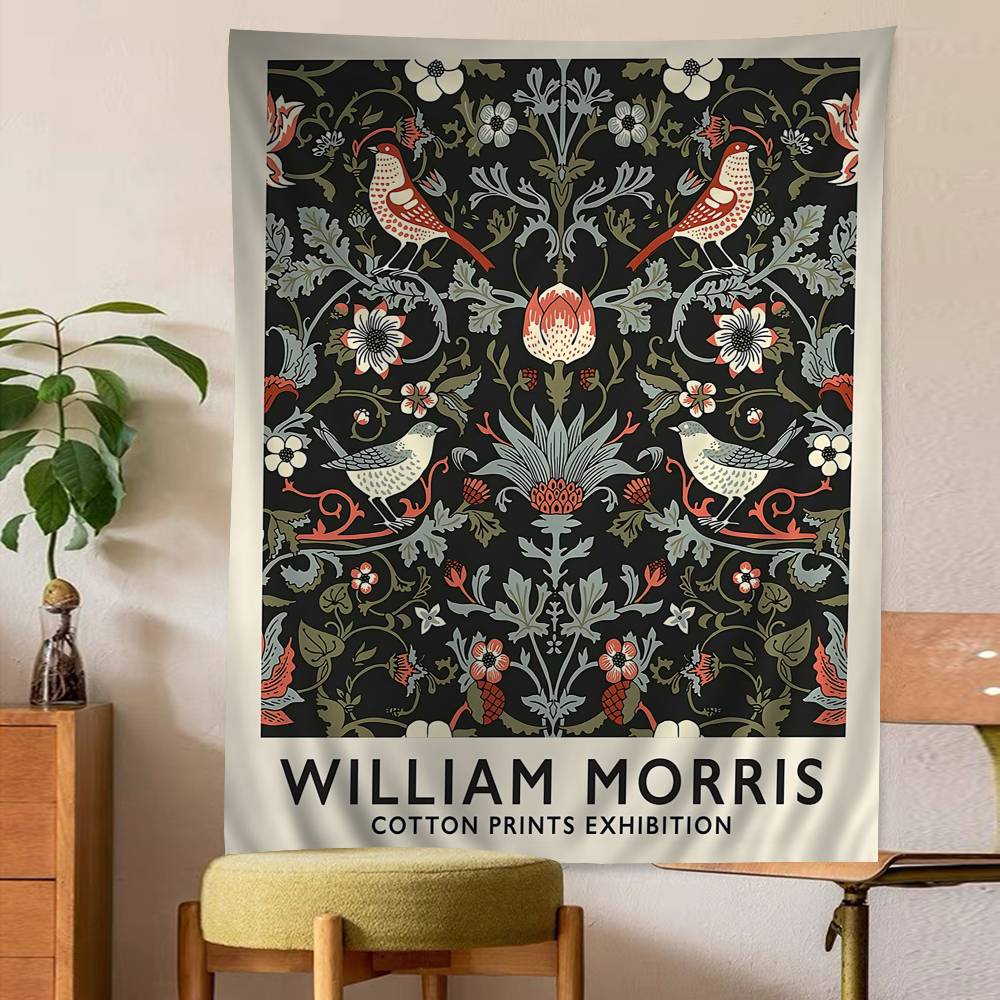 Abstract W-William M-Morris Flower Cartoon Tapestry Wall Hanging Decoration Household Home Decor