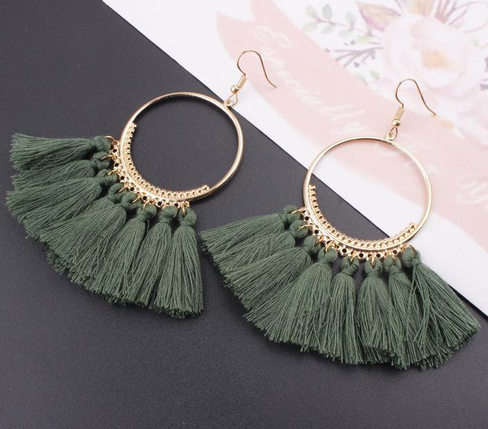 Women Fashion Bohemian Style Earrings Long Tassel Eardrop Dangle Earrings Jewelry