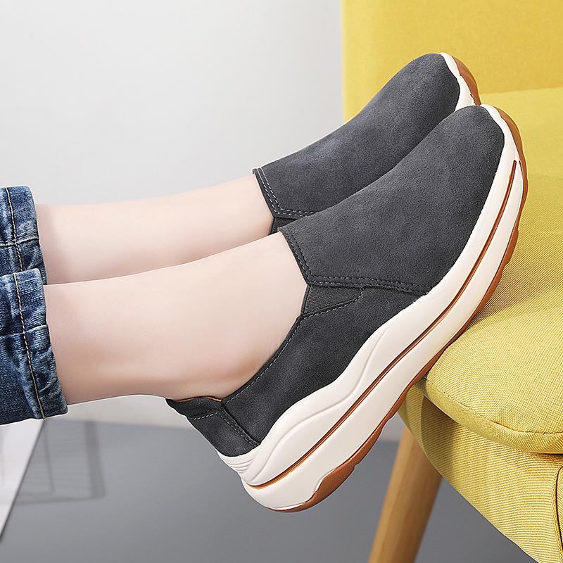 Women's Platform Loafers Moccasins Casual Slip on Thick Sole Height Increase Shake Shoes for Mother Plus Size