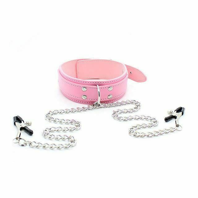 Slave Collar Nipple Clamps Chains Kink Fetish Restraints Nipple & Clitoral Toys