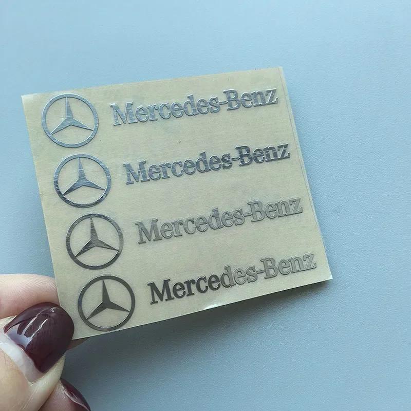 Samolepka na auto 5x1cm Malá niklová štítková samolepka Znak auta Jmenovka Hvězdné logo pro interiér, konzoli, čelní sklo, okno Mercedes Benz