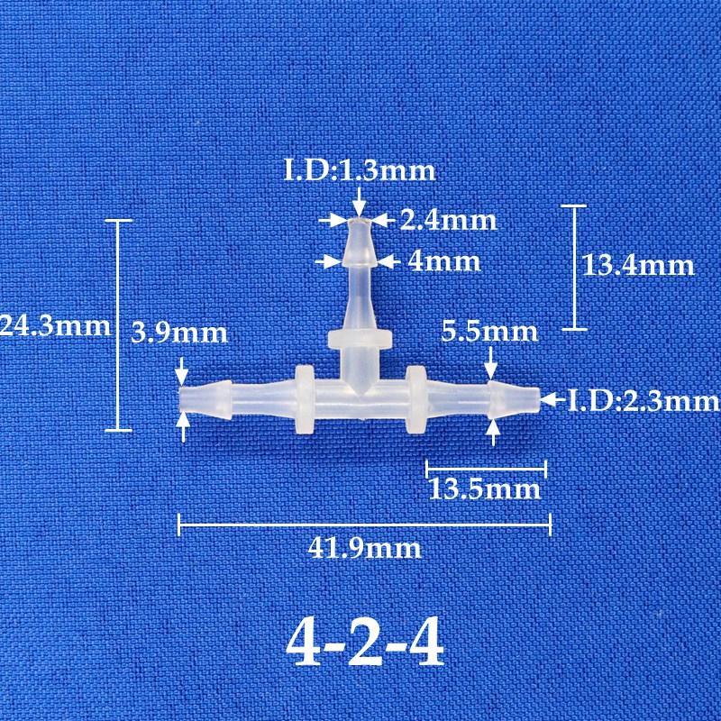 T-Type Reducing Tee Plastic PP Connectors, Pagoda Adapter, Irrigation Pipe Fittings, Hose Aquarium Joints, 2-3.2mm, 5-100Pcs