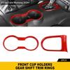 2x Red Cup Holder Gear Shift Transmission Ring Covers for Ford Mustang 2015-