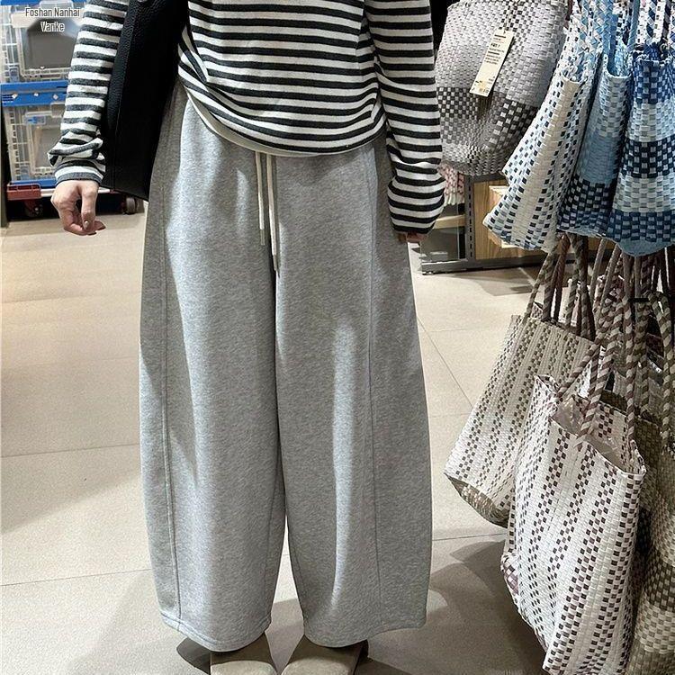 Women s Spring Petite Wide-Leg Dark Blue Curved Blade Pants - Slimming Casual Loose Fit Gray 9/10 Autumn Spring