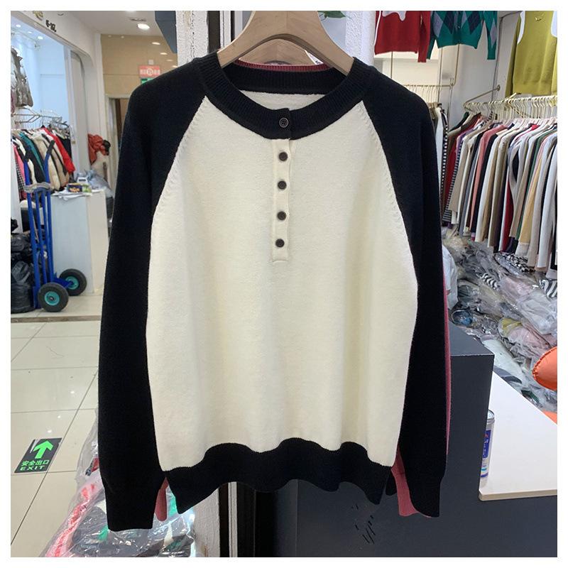 

DAFIFY Женские модные повседневные осенне-зимние свитера с принтом в стиле колор-блок, с длинным рукавом и круглым вырезом One size белый