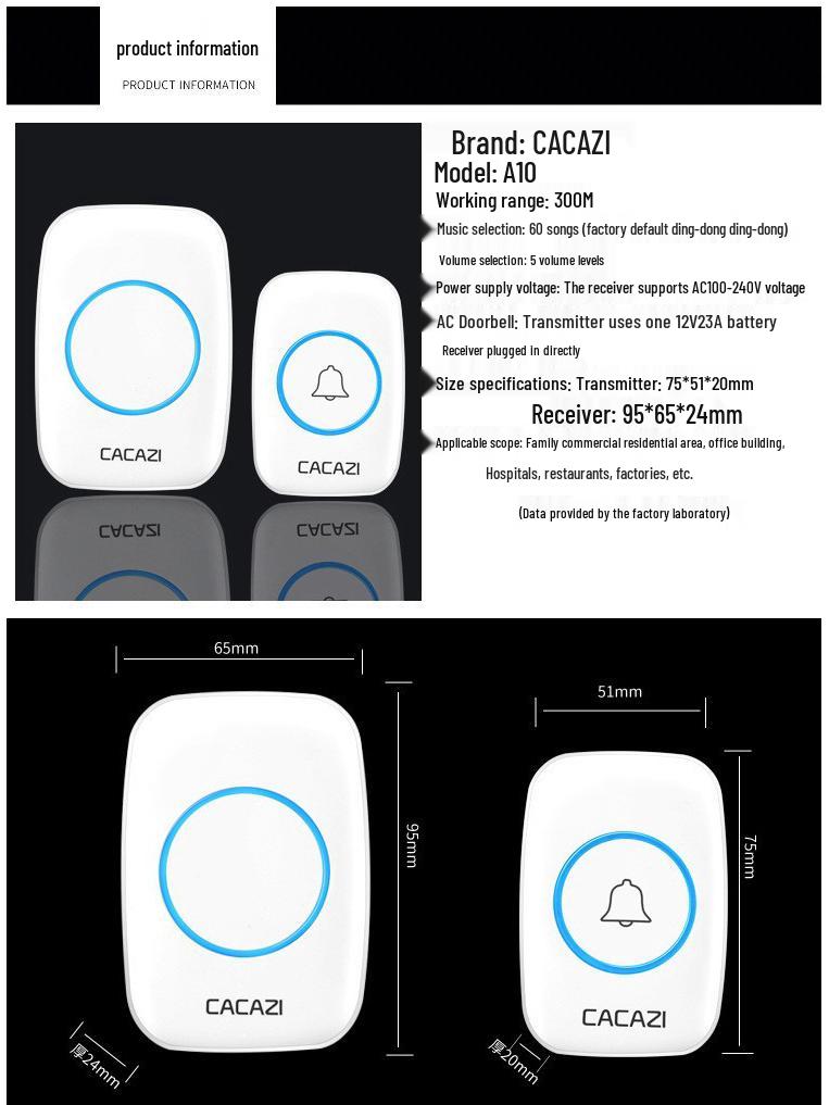 Cross-border A10 Long-Range Wireless Doorbell for Home Entry & Elderly Assistance