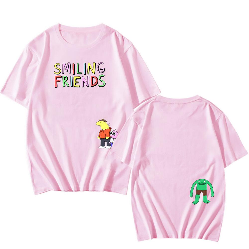 Smiling Friends Manga Koszulka Graficzna Bawełniana Krótki Rękaw Luźne Koszulki Unisex Streetwear Codzienna Dekolt Okrągły Modna Koszulka