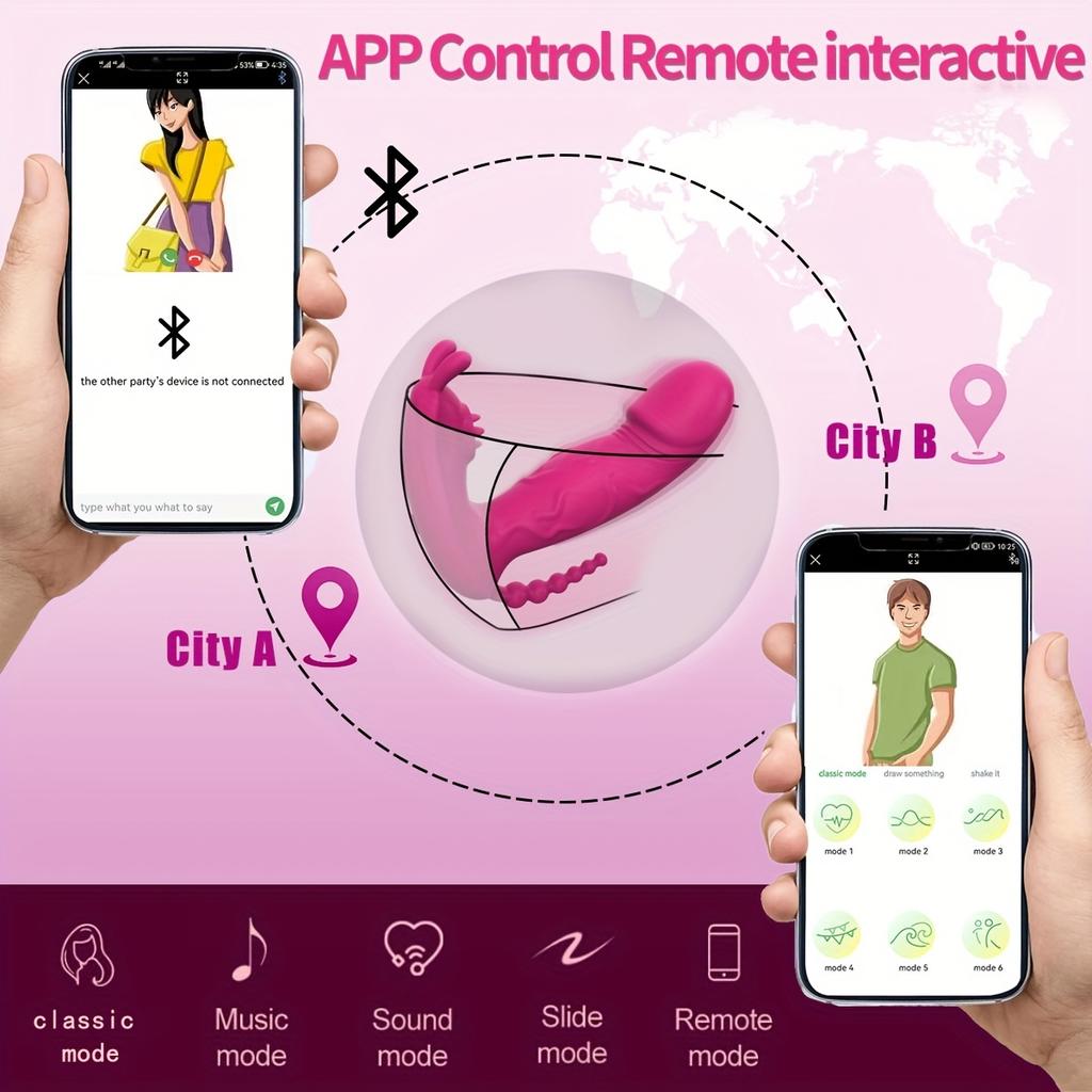 Vibrator purtabil Vibrator G-spot, Vibrator cu telecomandă prin aplicație Jucării sexuale pentru cuplu, Vibrator dildo fluture chiloți Jucărie pentru adulți Vibrator Jucării sexuale pentru femei