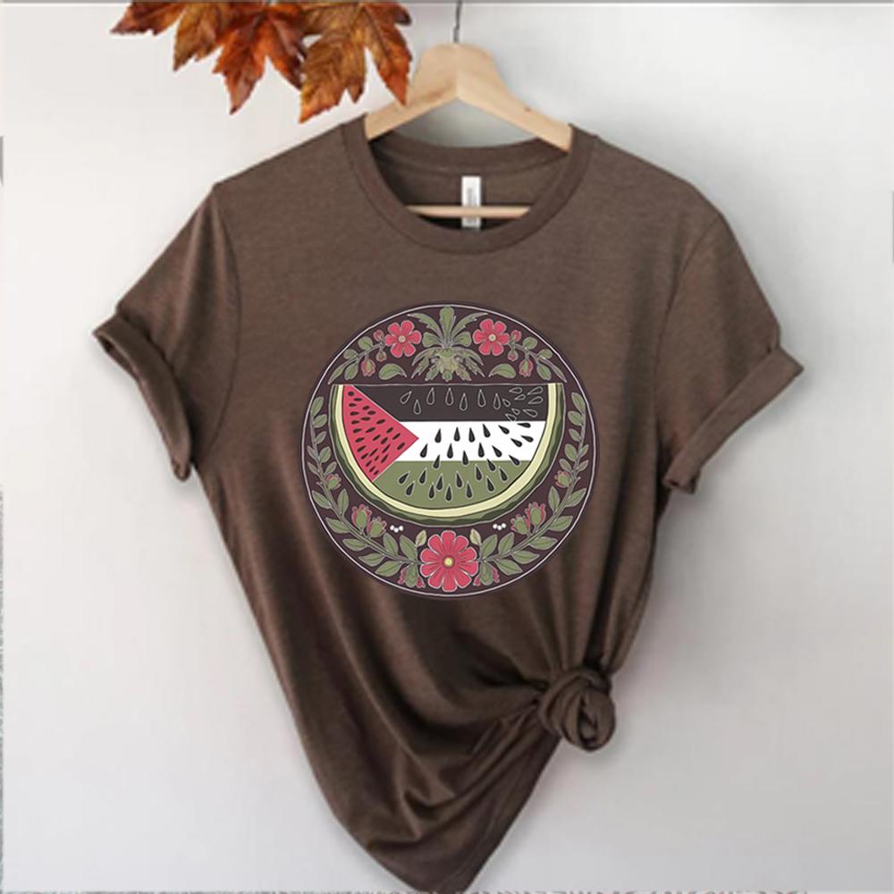 Watermelon Symbol Freedom T Shirt HuUnisex Rights Tshirt Peace and Love Tshirt Watermelon Flag Tees Unisex Short Sleeves Tops