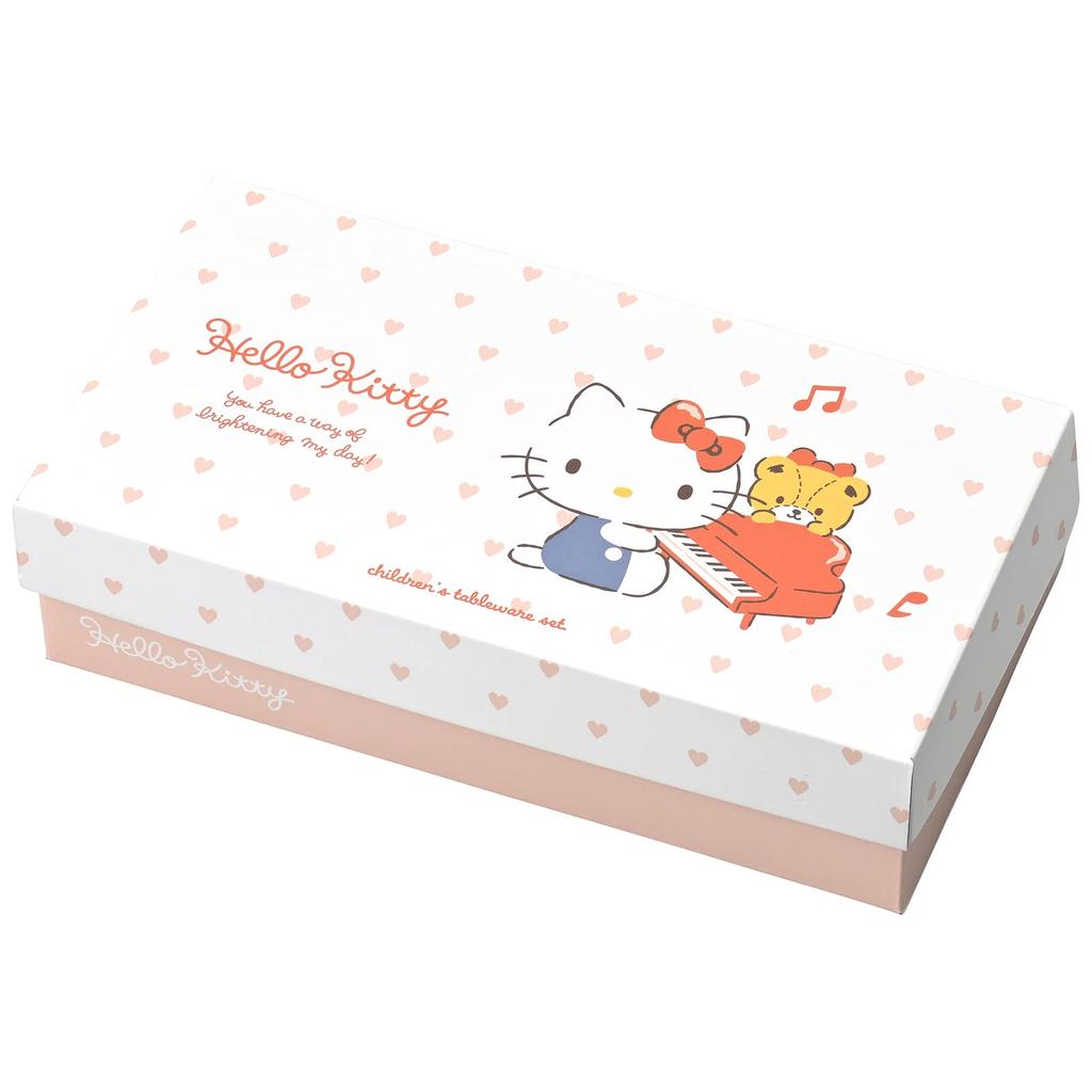 Kaneshotouki Hello Kitty Geschirrset, spülmaschinenfest, mikrowellengeeignet, Geschirr, Kitty Goods Box, Größe xx, rosa Herz, hergestellt in Japan, 365740, Kinder
