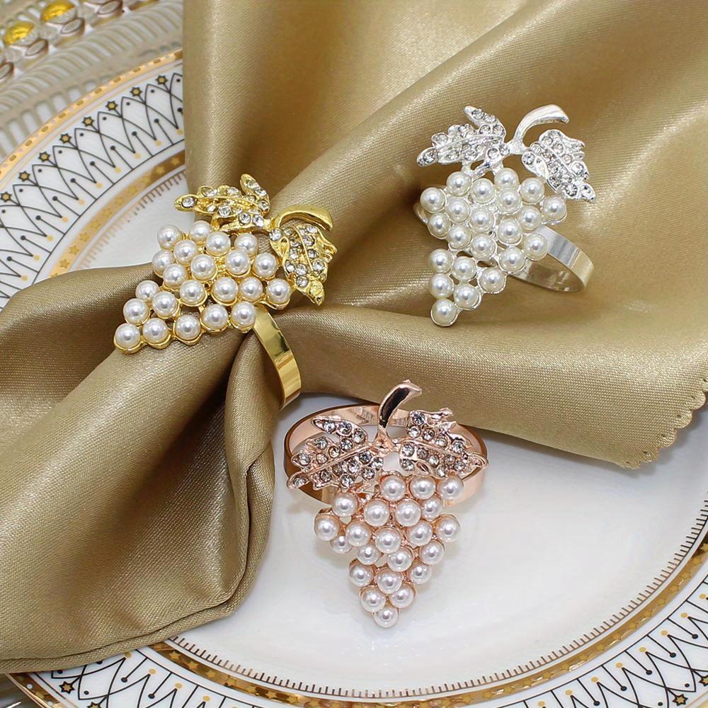 1Pcs Simulation Pearl Napkin Rings Grapes Fruit Napkin Holder Rings for Christmas Wedding Dinner Party Table Decor